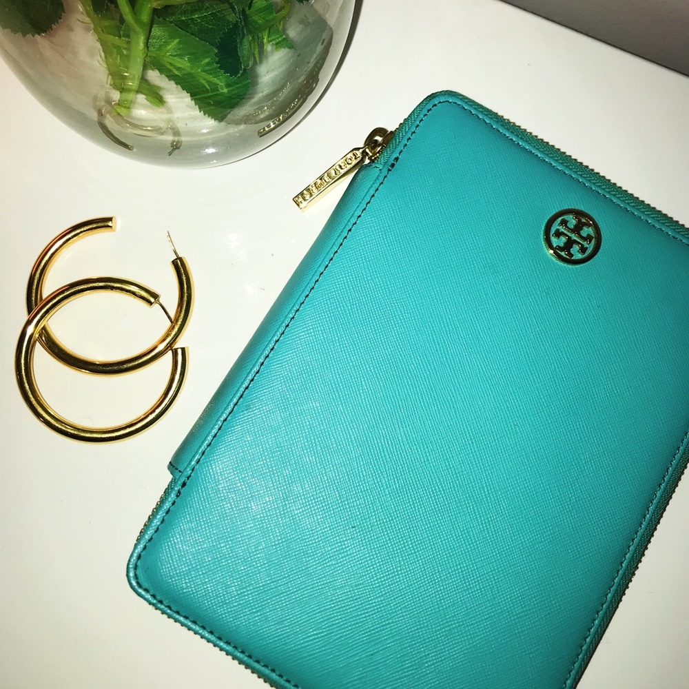Tory Burch Turquoise Leather Mini iPad Case